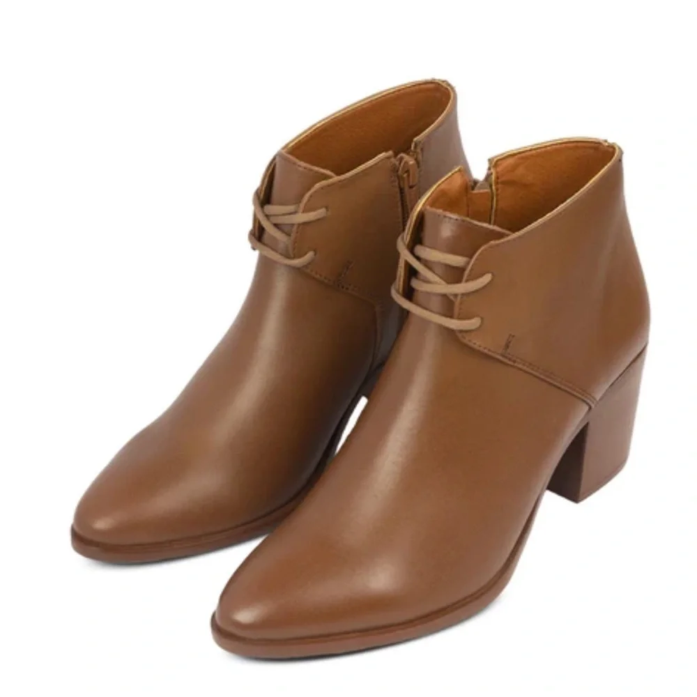 Michel Domit Brown Leather Ankle Boots Size 24/7